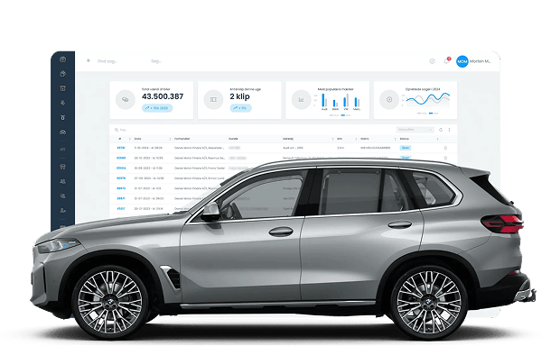 a silver car with a screen showing statistics